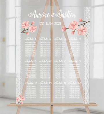 Plan de table sur Plexiglass transparent - Bohème Romantique