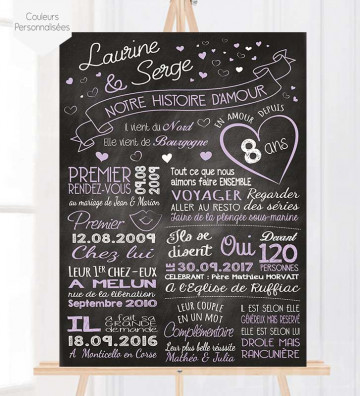 Tableau de mariage personnalisé  - Infos Mariés ardoise 3