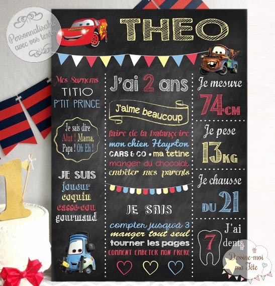 Affiche Tableau D Anniversaire Personnalise Cars Ardoise Affiche Tableau D Anniversaire Personnalise Cars Ardoise