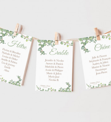 Carte Plan de table Mariage personnalisée - Végétal / Nature