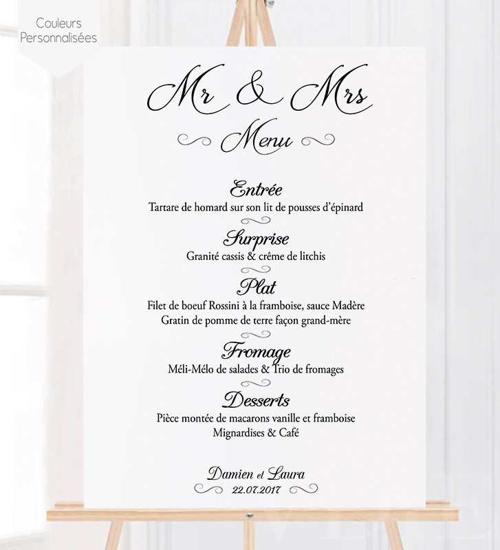 Menu Plexiglass Mariage - Menu Mariage Personnalisé