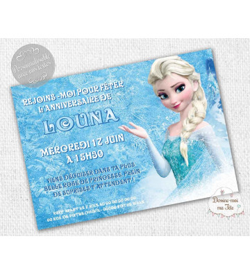 carte d'invitation Anniversaire Reine des Neiges