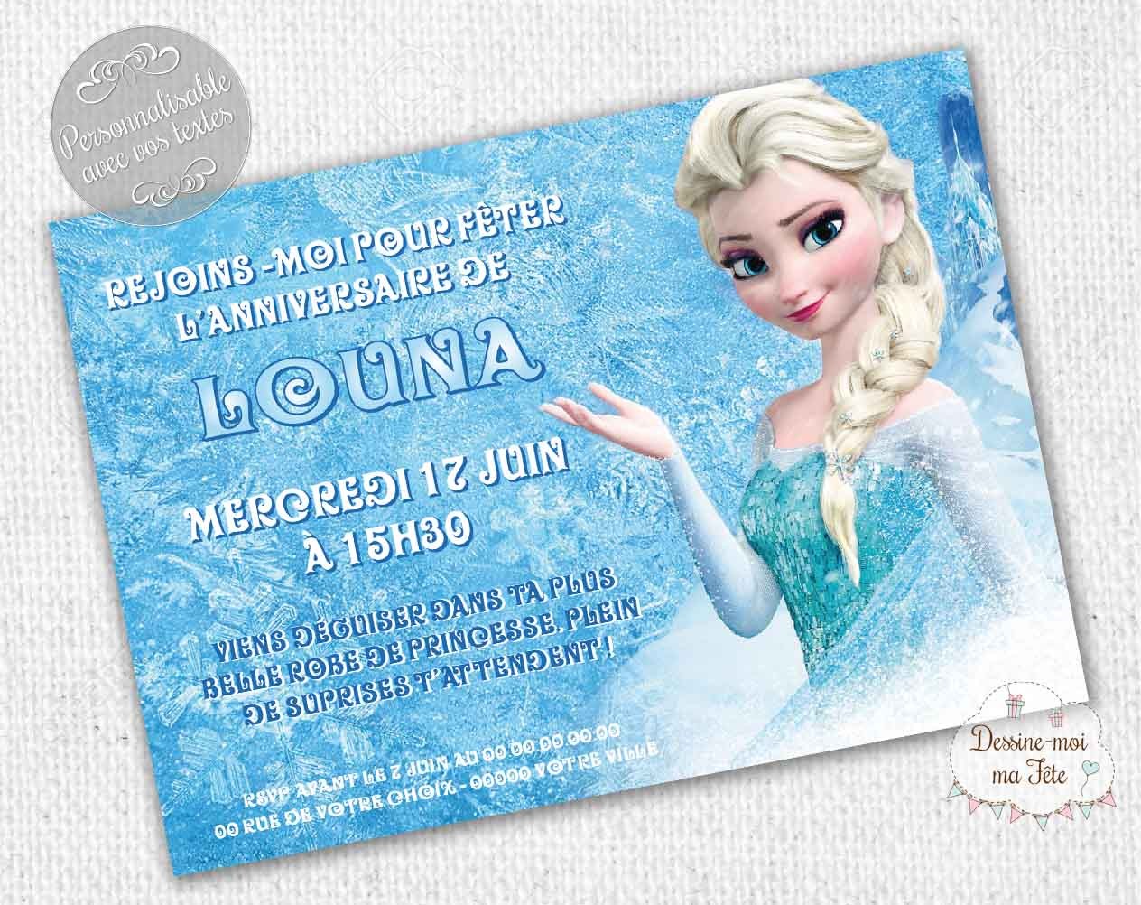 Invitation Anniversaire Reine Des Neiges Personnalisee