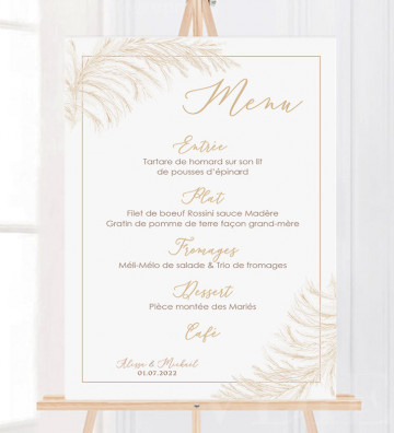 Tableau Menu Mariage Pampa Champêtre