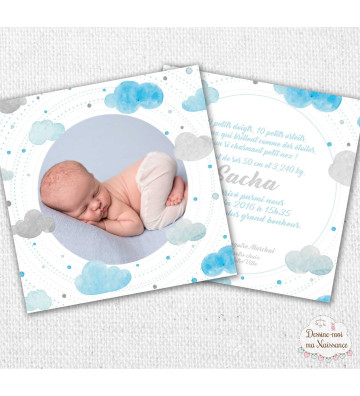 Faire part de naissance - Nuage aquarelle