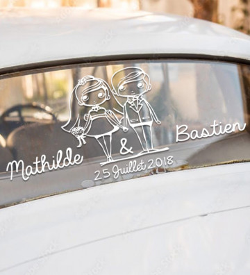 Stickers de voiture mariage personnalisé - "Couples mariés"