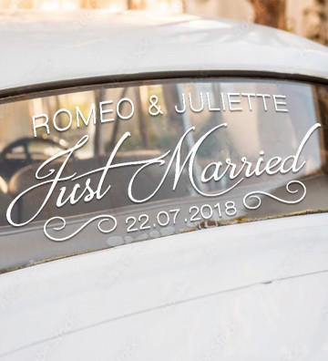 Stickers de voiture mariage personnalisé - "Just Married"