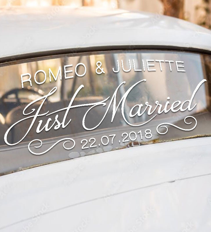 Autocollant Just Married stickers pour mariage - ref 220918 - Stickers  Autocollants personnalisés