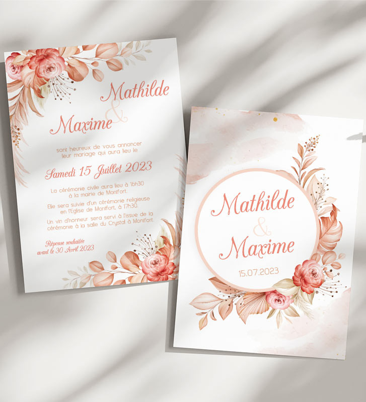 Faire-part de mariage - Terracotta Quantité souhaitée Veuillez ..., image size:727x800