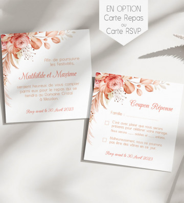 Carte supplémentaire (en option) pour Faire part de Mariage - Terracotta