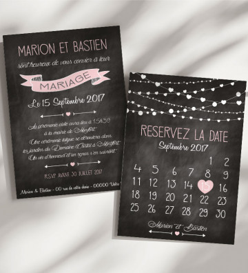 Faire part de Mariage - Calendrier Ardoise