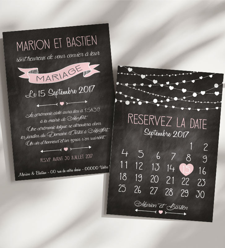 Faire-part de mariage, carte d'invitation de mariage