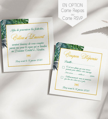 Carte supplémentaire (en option) pour Faire part de Mariage - Tropiques chic