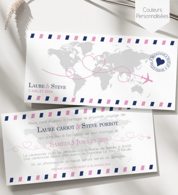 Faire part de Mariage - Voyage carte d'embarquement