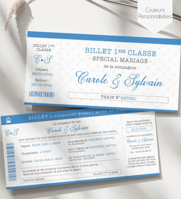 Faire part de Mariage - Billet de train