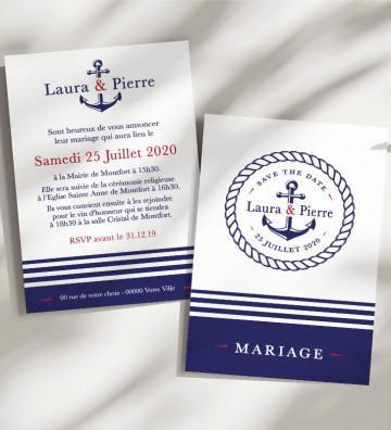 Faire part de Mariage - Marin / La mer