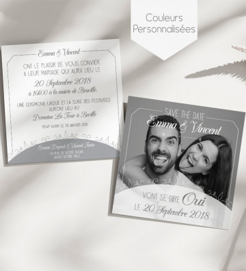 Faire part de Mariage - Carré avec photo