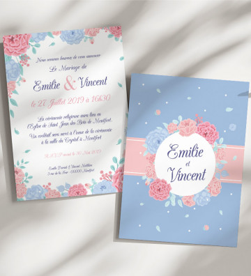 Faire part de Mariage - Bleu Serenity Chic