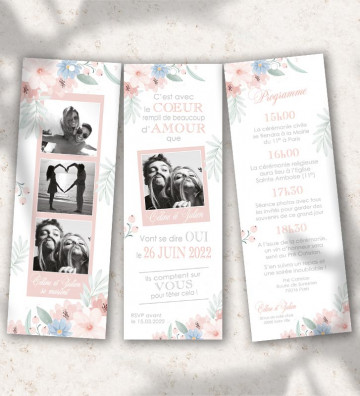 Faire part de Mariage Marque page - Champêtre Printanier