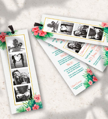 Faire part de Mariage Marque page - Exotique / Fleurs tropicales