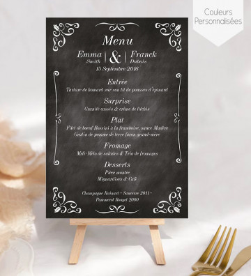 Porte-menu Chevalet  "Ardoise" personnalisé