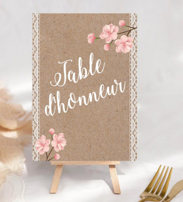 Marque-table personnalisé - mariage Bohème chic / Romantique