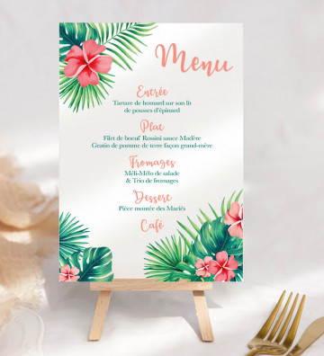 Porte Menu mariage Fleurs Exotiques / tropicales