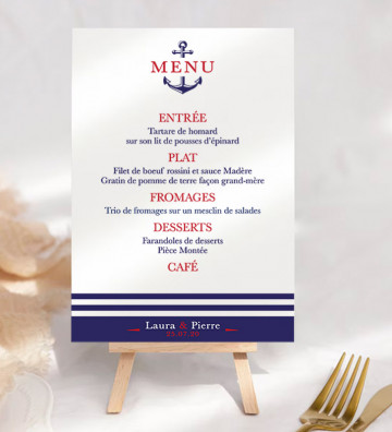 Porte-Menu Chevalet  "Marin / La mer" personnalisé