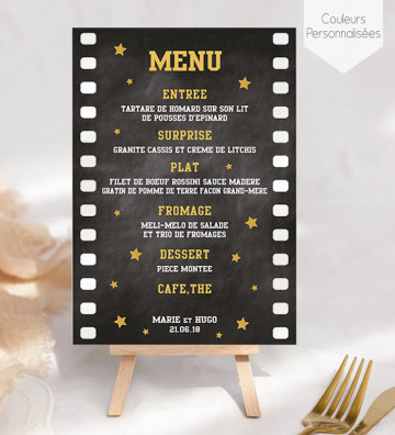 Porte-Menu Chevalet  "Cinéma" personnalisé