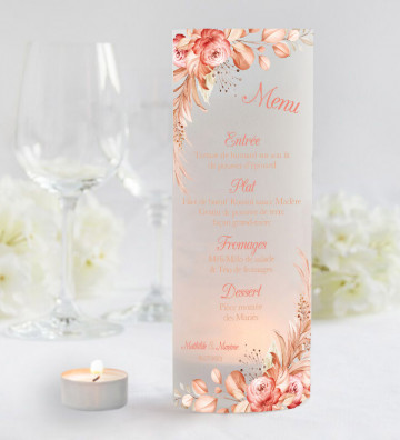 Photophores mariage Menu - terracotta