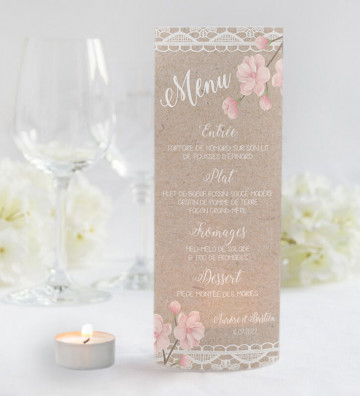 Photophores mariage Menu - Bohème Romantique