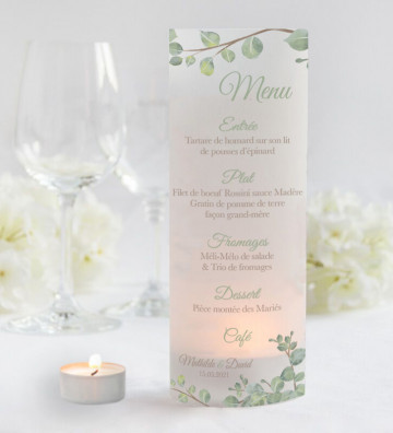 Photophores mariage Menu - Végétal