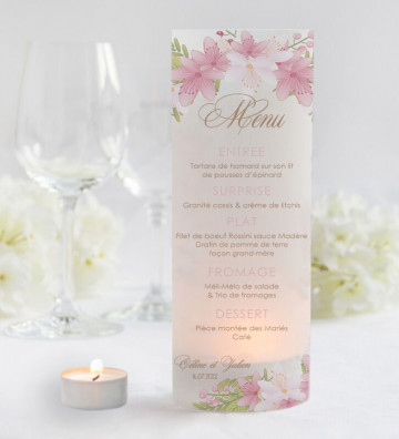 Photophores mariage Menu - Champêtre (fond transparent)