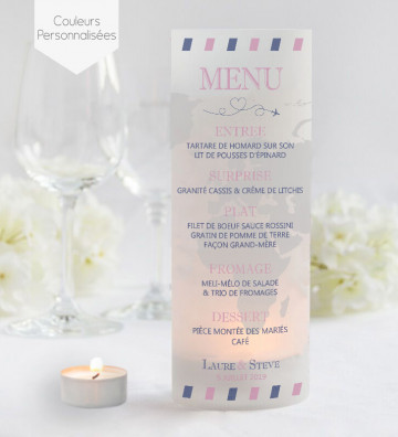 Photophores mariage Menu - Voyage