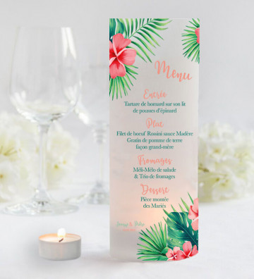 Photophores mariage Menu - Fleur exotique / tropicale