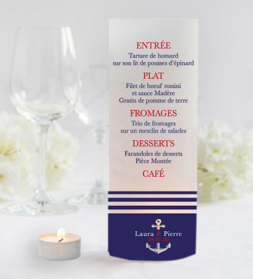 Photophores mariage Menu - Marin / la mer