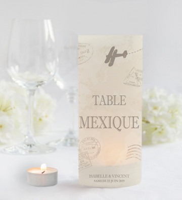 Photophores mariage Marque-table - Voyage Vintage