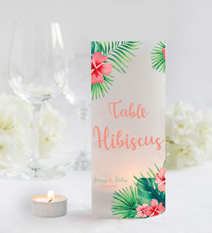 Photophores mariage Marque-table - Fleurs exotiques / tropicales