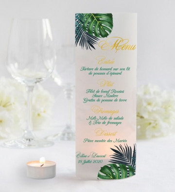 Photophores mariage Menu - Tropiques Chic