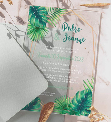 Faire part de Mariage plexi acrylique - Tropical Chic