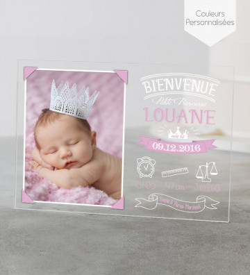 Faire part de Naissance plexi acrylique - Rétro Fille