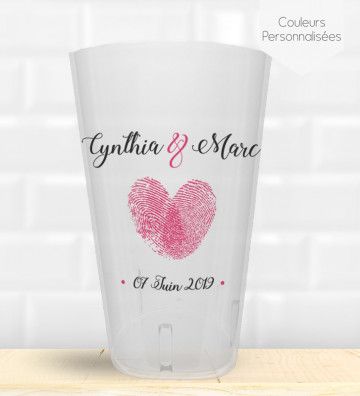 Gobelet mariage personnalisé - "empreinte coeur"
