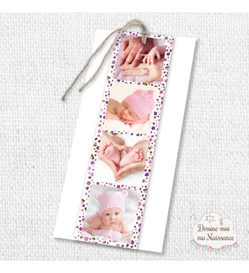 Faire part de naissance Fille - "Liberty marque-page" 