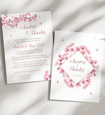 Faire part de Mariage - Fleurs de cerisiers