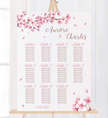 Plan de table Mariage - Fleurs de cerisiers