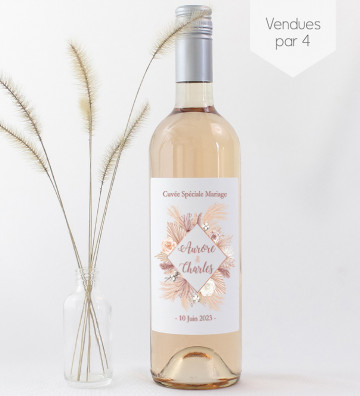 Etiquettes bouteille mariage personnalisées - Pampa Champêtre