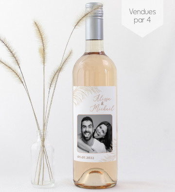 Etiquettes bouteille mariage personnalisées - Pampa avec photo