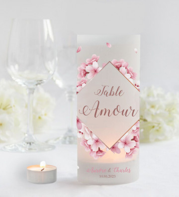 Photophores mariage Marque-table - Fleurs de cerisiers