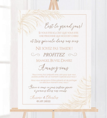 Tableau de Bienvenue Mariage - Merci Pampa