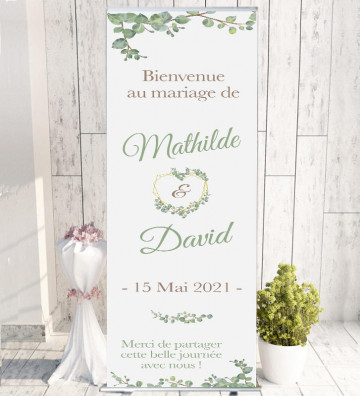 Roll-up / kakémono Bienvenue mariage personnalisé - Végétal